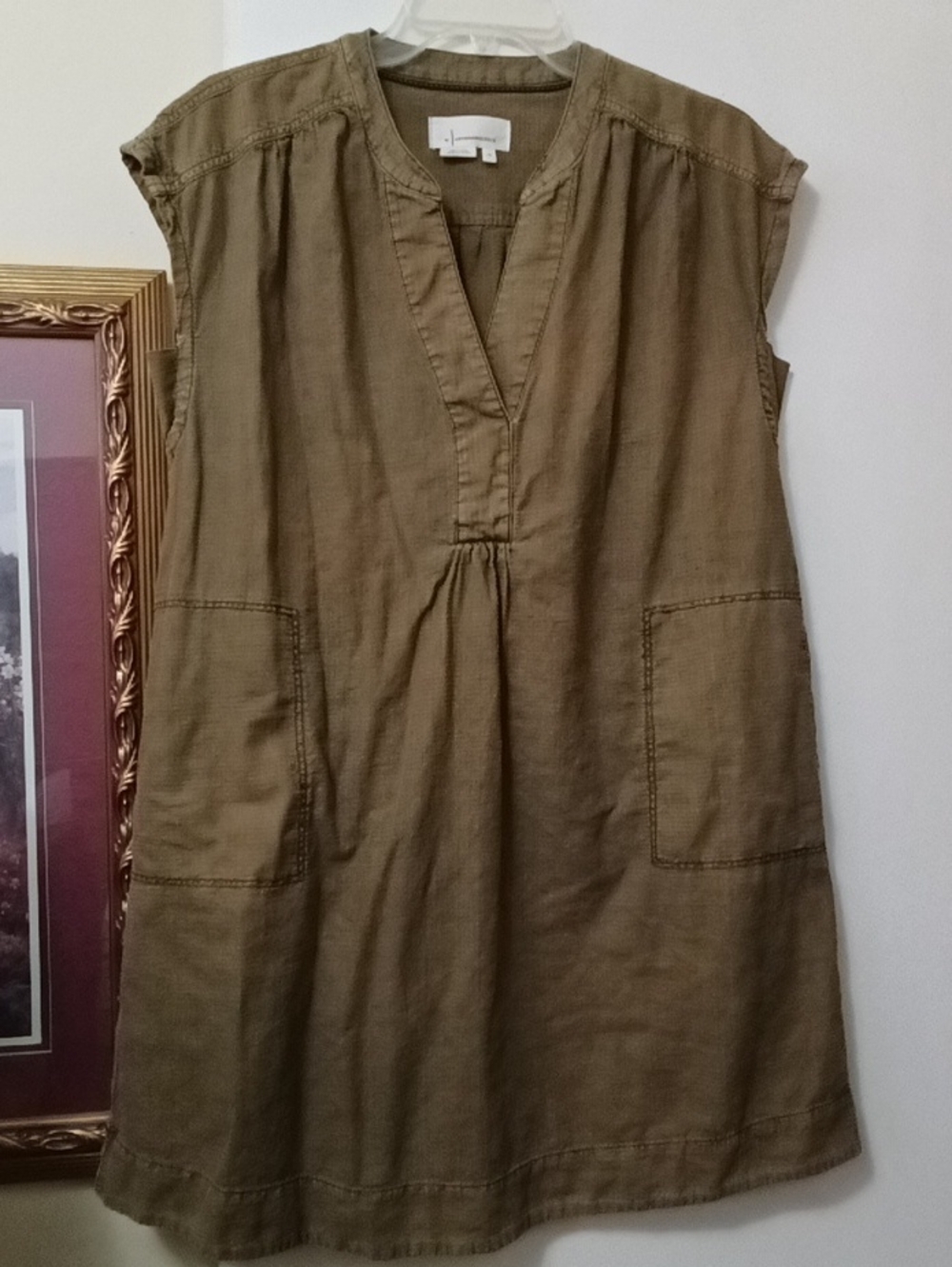 Women's ANTHROPOLOGIE Sleeveless Olive Utility DRESS
